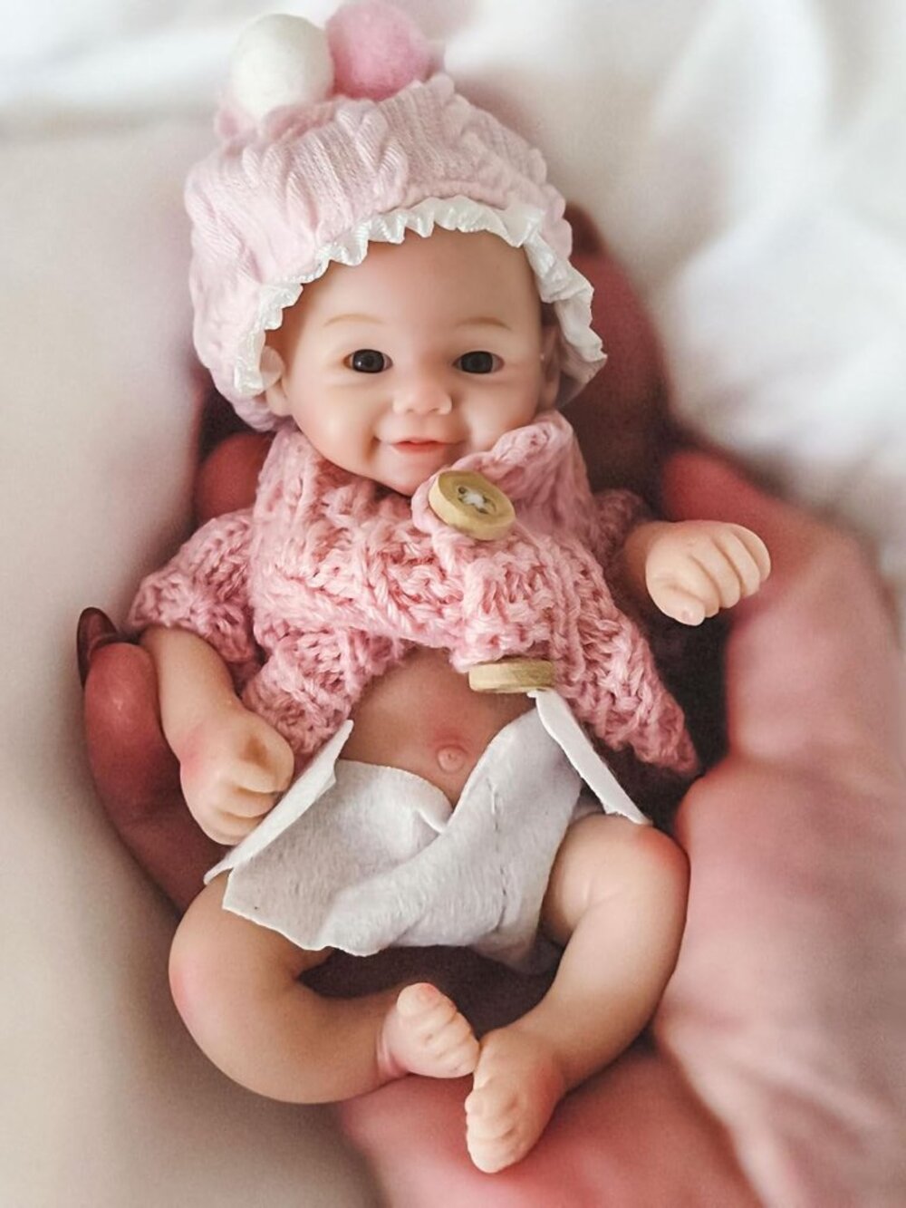6in Mini Solid Silicone Reborn Baby Doll Girl Palm Size Washable Newborn